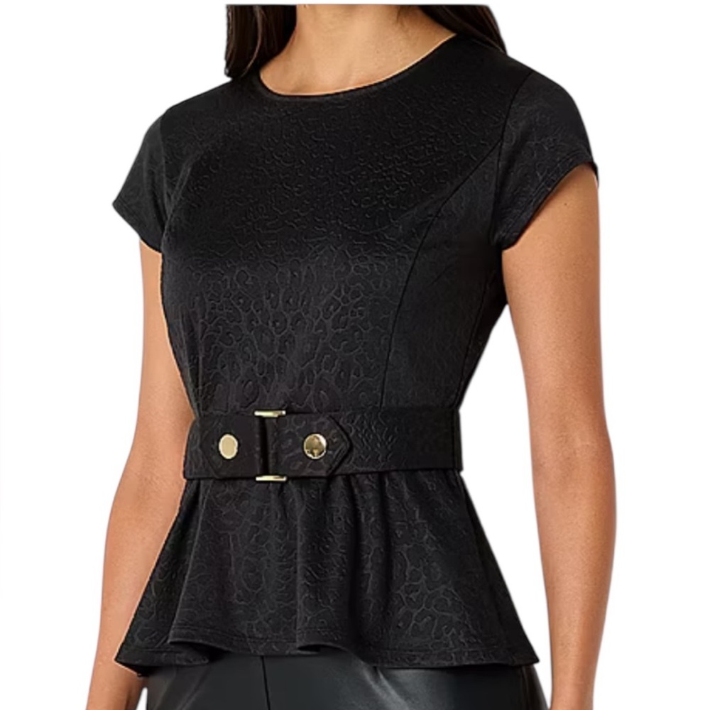 Cap Sleeve Stretchy Peplum Top Size Large & XL Available by Bold Elements NWT